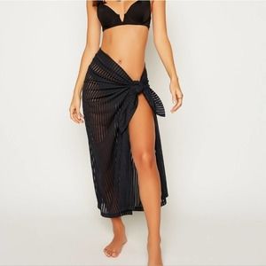 Beach Bunny black coverup. High neck, sheer mesh. Multiple ways to wear.